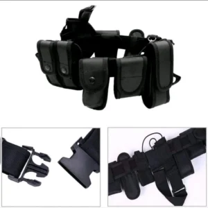 Belt with gun holster( hand cuff baton stick pepper spry and bag pouches)