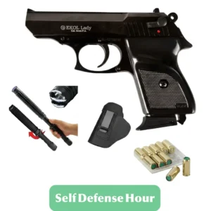 Ekol Lady Cal 9mm Black Blank Gun, Stun Gun, Holster 10 Blanks – Self-Defense Kit