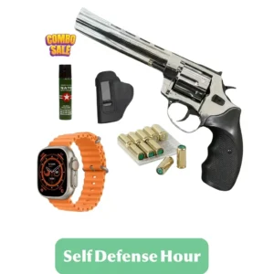 Ekol Viper S. Chrome Cal 9mm, Holster, Smart Watch, 10 Blanks | Pepper Spray – Complete Self-Defense Kit