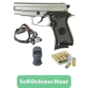 Ekol P29 Cal 9mm, Headlight, 10 Blanks & Balaclava – Complete Self-Defense Kit