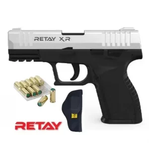 Retay XR Chrome Blank Gun – Includes Holster and 10 Bullets