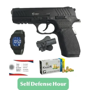 Kuzey A100 Blank Gun black, with Watch, Holster, 50 Bullets , & Card Permit