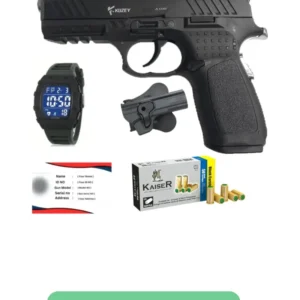 Kuzey A100 Blank Gun black, with Watch, Holster, 50 Bullets