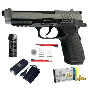 Kuzey F92 Black with Gray Slide with Taser, Paper permit , Peper spray & 50 bullets