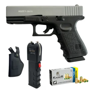 Kuzey GN19 gray Slide blank gun, Holster, Taser, & 50 Bullets